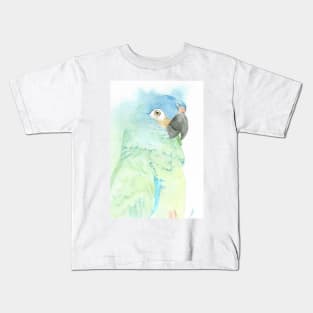 blue-winged macaw parrot portrait watercolor painting tropical pet Kids T-Shirt